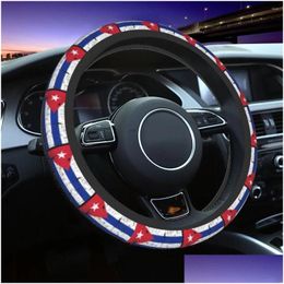 Steering Wheel Covers Ers 38Cm Car Er Cuba Flag Elastic Braid On The Decoration Fashion Mobile Accessory Drop Delivery Automobiles Mot Otxys