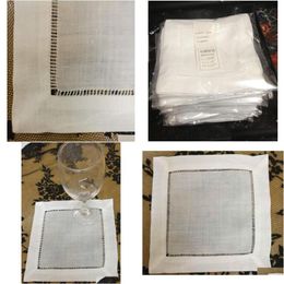 Table Napkin Home Textiles Tablemat Wholesale 120Pcs/Lot 6X6Square Elegant White Linen Cocktail Napkins Is Dress Up Any Drop Delivery Dhw5Z