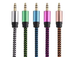 Car o AUX Extention Cable Nylon Braided 3ft 1M wired Auxiliary Stereo Jack 3.5mm Male Lead for smart phone8669304