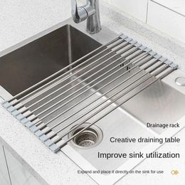 Kitchen Storage Stainless Steel Drainage Rack Sink Philtre Folding Dishwashing Basin Putting Dishes Chopsticks Practical Washing