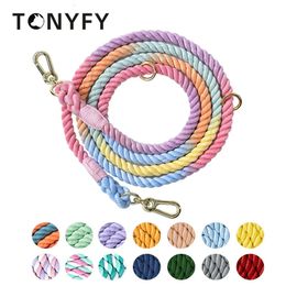 250cm Dog Leash Handmade Braided Cotton Rope Strong Heavy Multicolor Dog Leashes Pet Walks Training for Small Medium Large Dogs 240125