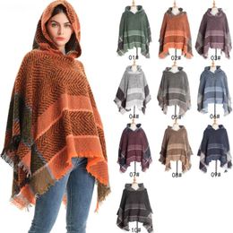 Scarves Women's Plaid Hooded Pullover Wraps Cloak Scarf Soft Tartan Wrap With Tassels 135cm Ladies Girls Accessories