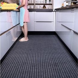 DIY Washable Nonslip Kitchen Mat Doormat Long Corridor Carpet Bathroom Hallway Entrance Solid Color Stripe Rug 240131