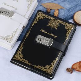 A5 Creative School Office Supplies Password Book Stationery Personal Diary Vintage Notebook with Lock for Writing and Journals 240124