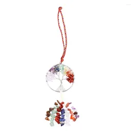 Decorative Flowers Chakra Stones Hanging Ornament Wall Hanger Tumbled Gemstones Meditation Car Decor