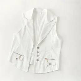 Women's Vests 2024 Spring Autumn Women Denim Korean Fashion Sleeveless Jean Jackets For Waistcoat Coats Female Tops Outwear
