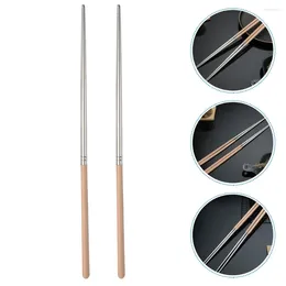Kitchen Storage Fried Chopsticks Metal Stainless Steel With Wood Handle Reusable Cooking Chinese Style Frying