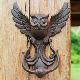 American Style Iron Knocker Crafts Vintage Owl Door Knocking Antique Door Handle Garden Home Wall Decoration 240127
