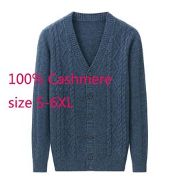 Arrival High Quality Autumn Winter V-neck Computer Knitted Cardigan Men Large Jacquard Coat Cashmere Sweater Plus Size S-6XL 240129
