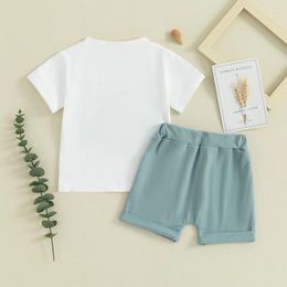 Clothing Sets Brother Sister Matching Outfits Letter Embroidery Short Sleeve T-Shirt With Solid Color Shorts 2Pcs Outfit