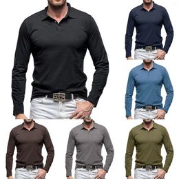 Men's Polos Fashion Spring And Autumn Casual Long Sleeve Button Solid Extra Large Men Short Scrub Jackets Pack Of T Shirts