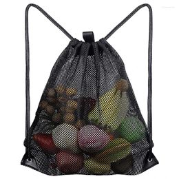 Shopping Bags Heavy Duty Mesh Drawstring Bag Women Men Casual Gym Sports Equipment Storage Foldable Washable Swimming Gear Backpack