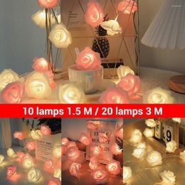 Strings 2M 20 LED Rose Flower String Lights Battery Artificial Bouquet Garland For Valentine's Day Wedding Birthday Party