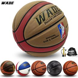 WADE Legal Original IndoorOutdoor PU Leather Ball for School Basketball Size 7 Adult Bola With Free PumpPinNetBag 240131