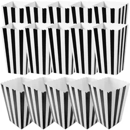 Take Out Containers 36Pcs Popcorn Favour Boxes Black White Striped Paper For Carnival