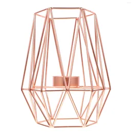 Candle Holders Wrought Iron Hollow Holder Candlestick Scented Lantern For Party Home Table Decoration(Rose Gold Large Size)