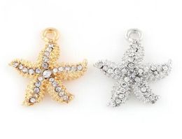 23x20mm GoldSilver Color 20PCSlot Starfish Pendant Charm DIY Hang Accessory Fit For Floating Locket Jewelrys5694458