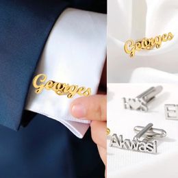 Custom Engraved Name Initials Cufflinks Men's Buttons Wedding Gifts For Men Shirt Letter Cufflinks Cuff Men's Accessories 240127