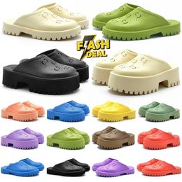 Designer Mens Slip On Sandal Womens Platform Perforated Sandal Hollow Shoes Jelly Colours High Heel Summer Autumn Rubber Lug Sole Mules 35-45