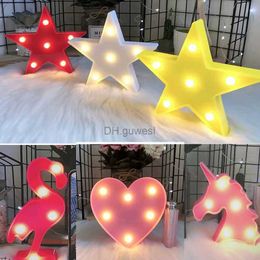 Night Lights 12cm Mini LED Night Light Animal Flamingo Star Heart Unicorn Christmas Coconut Tree Home Party Decoration 3D Desk Lamp YQ240207