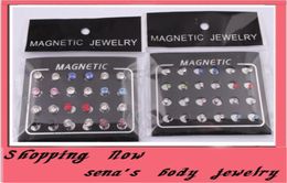 mix color 48pcslot 53mm magnetic circle rhinestone stud earring magnetic earrings87716109611957