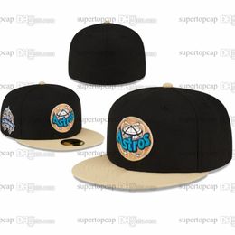 2024 Men's Baseball Full Closed Caps SF Letter Ed Brown Colour Bone New Black Boston Patched Toronto Sakura Sport Fitted Hats World Series Atlanta Navy Fe7-016