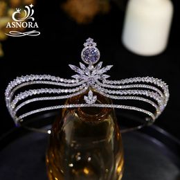 Luxury Cubic Zirconia Crown Wedding Hair Accessories For Women Fascinator Bridal Headbands Girl Birthday Diademas Jewelry 240130