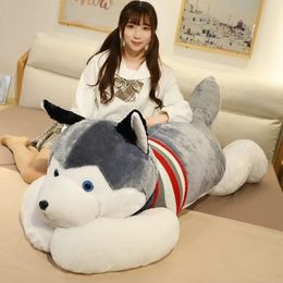 115cm Giant Dog Plush Toy Soft Stuffed Husky Long Pillow Cartoon Animal Doll Sleeping Pillow Cushion Home Decor Kids Gift 240123