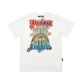 Mens T-shirts 2024 Designer Chaopai High Angel Rainbow Casual Loose and Short Sleeved T-shirt Tee