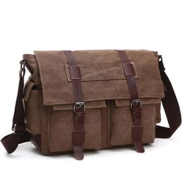 Men Business Messenger Bags For Men Shoulder Bag vintage Canvas Crossbody Pack Retro Casual Office Travel Bag 240118