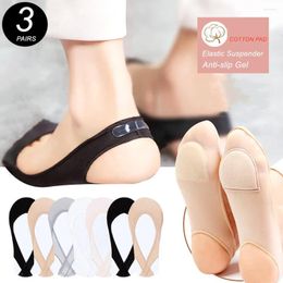 Women Socks 3 Pairs Invisible Cotton Pad Boat Women's Summer Ice Silk Shallow Mouth For High Heel Shoes Non Slip Silicone Sling