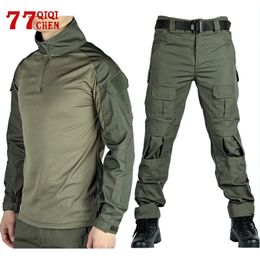 Mens G3 Tactical Sets Quick Drying Multiple Pockets Combat Shirts Wear Resistant Cargo Pants Military Training 2 Pieces Set Male 240201