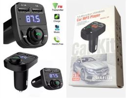 X8 Car FM Transmitter Aux Modulator Bluetooth Handsfree o Receiver MP3 Player 3.1A Quick Charge Dual USB with box package4001045