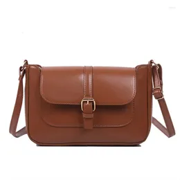 Evening Bags Brown Crossbody Messenger Bag For Women Leather Shoulder Ladies Medium Size Square Retro Designer Handbags 2024 Trend