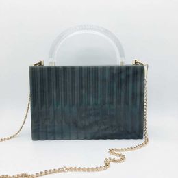 21 New Ink Vertical Stripe Acrylic Evening Bag Transparent Handheld Fashion Handheld Bag Dress Bag 240207