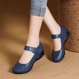 Women Flats Ballet Shoes Mary Jane Leather Breathable Moccasin Boat Ladies Casual Woman 240202