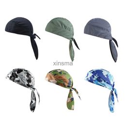 Beanie/Skull Caps Cycling Skull Cap Head Scarf Beanie Lightweight Adjustable Cotton Biker Hat Headband Summer Men Running Riding Bandana Headscarf YQ240207