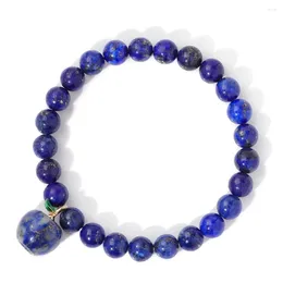 Charm Bracelets Fashion Lapis Lazuli Stone Bracelet Natural Tiger Eye Rhodonites Apple Shape Pendant For Women Men Jewellery Gift