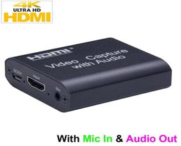 4K HD Capture Card With o out 4K 1080P USB 2.0 Mic. In & o out Video Capture Device Game Record Live Streaming Box4201106