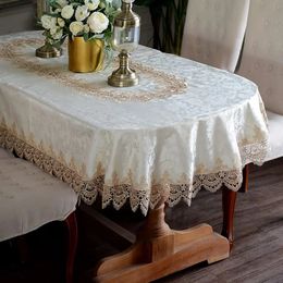 Battilo Oval Tablecloth Embroidered Lace Tables Cloth Coffee Desk Cover for Dining Table Wedding Home Room Decor 240123