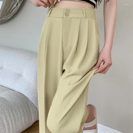 Women's Pants Summer Ice Silk Suit With A Sagging High Waist Thin Smoke Tube Casual Double Button Shake Straight