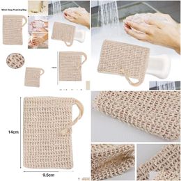 Bath Brushes Sponges Scrubbers Natural Exfoliating Mesh Soap Saver Sisal Bag Pouch Holder For Shower Foaming And Drying Da647 Dro Dhmke