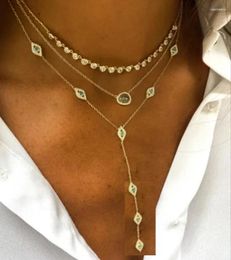 Chains Micro Pave CZ Evil Eye Charm Link Chain Sexy Long Y Lariat Fashion Women Necklace