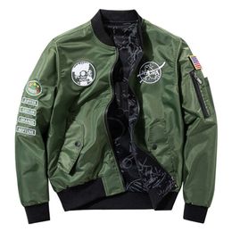 Air Force No.1 Pilot jacket mens 2024 mens double-sided standing collar single jersey baseball shirt mens trendy mens American style