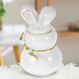 Storage Bottles Tea Canister With Lid Novelty Cartoon Jar Loose Small Ceramic