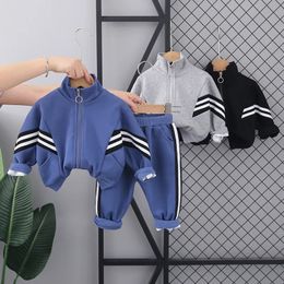 Autumn Baby Boys Clothing Sets Kids Striped Zipper Jackets Pants 2Pcs Outfits Children Clothes Sport Suit For Boy 1-5 Years 240202