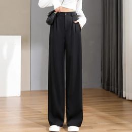 WomenS Loose Spring Summer High Waist Wide Legs Slim Casual Trousers Korean Fashion Trend Female Suit Straight Pants 240131
