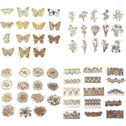 Gift Wrap 120Pcs PET Scrapbook Lace Stickers Scrapbooking Supplies DIY Cutout Flower Butterfly Decorative Sticker Journaling