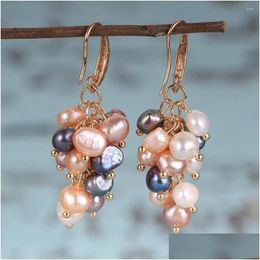 Dangle Chandelier Earrings Fashion Freshwater Pearls Drop For Women Grape Bunch Statement French Earring Hoop Bride Wedding Jewelr Dhvca