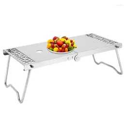 Camp Furniture Camping Folding Table Stainless Steel Picnic Stove Barbecue Shelf Lightweight Folded Beach For And Hiking